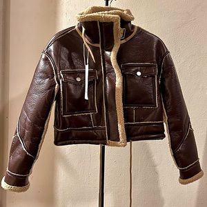 Brown Faux Leather/Fur Jacket